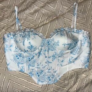 Floral ruffle corset top